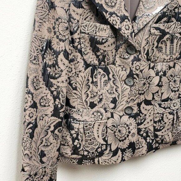 Victor Alfaro Metallic Floral Print Jacket - Picture 3 of 6